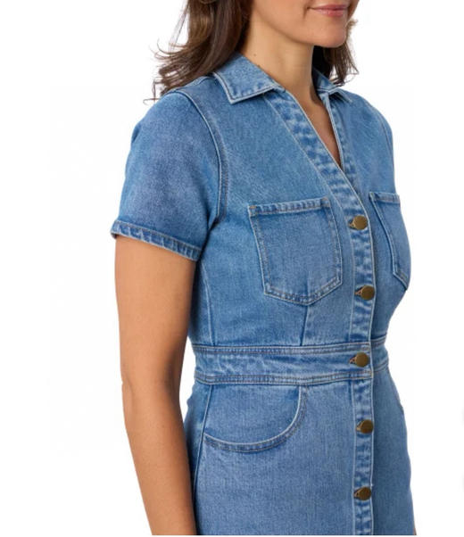 Draper女士短袖牛仔连衣裙，美国直邮特价340元🉐包税包邮到手了🔥复古牛仔遇上现代剪裁，尽显率性魅力 商品图3