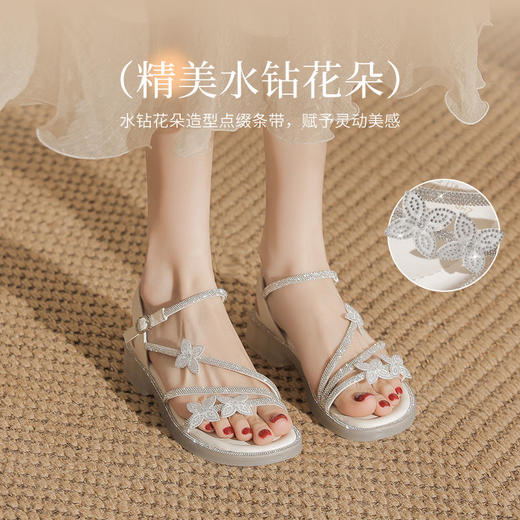 ZHR则则水钻花朵细钻凉鞋女鞋2025夏季新款时髦舒适透气耐穿凉鞋 商品图2