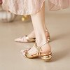 【预售5天】法式镂空尖头包头显瘦ins风凉鞋女夏季气质粗跟后绊带舒适百搭拼色单鞋MBJR&6932 商品缩略图3