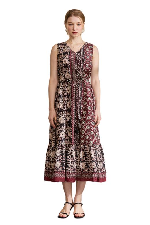 VIVIAN LIU V2524102  春季时尚圆领后背系扣无袖收腰连衣裙 商品图5