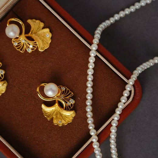 龢盒原创 银镶淡水珍珠银杏叶吊坠 商品图1