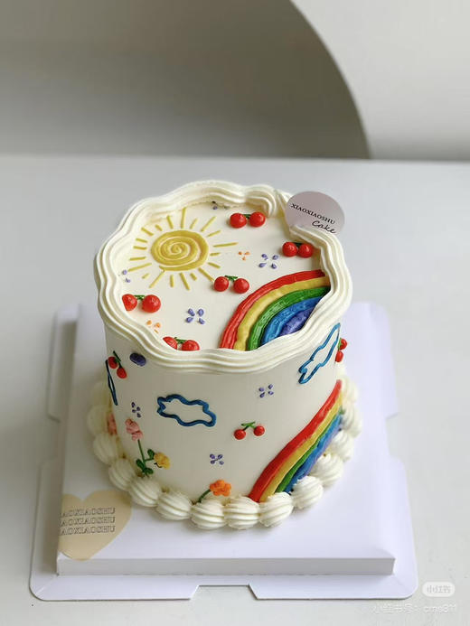 INS风手绘彩虹蛋糕。请提前24小时下单，部分颜色随机搭配，建议刮掉彩色部分后食用 商品图1