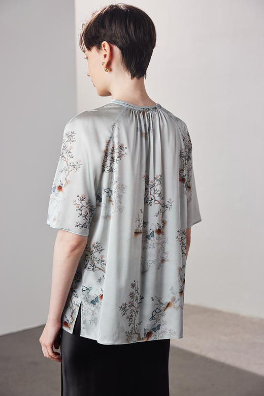 重磅桑蚕丝新中式国风宽松透气缎面真丝上衣 商品图13