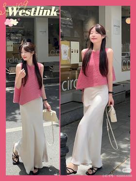 温柔气质粉，夏日气质挂脖套装look