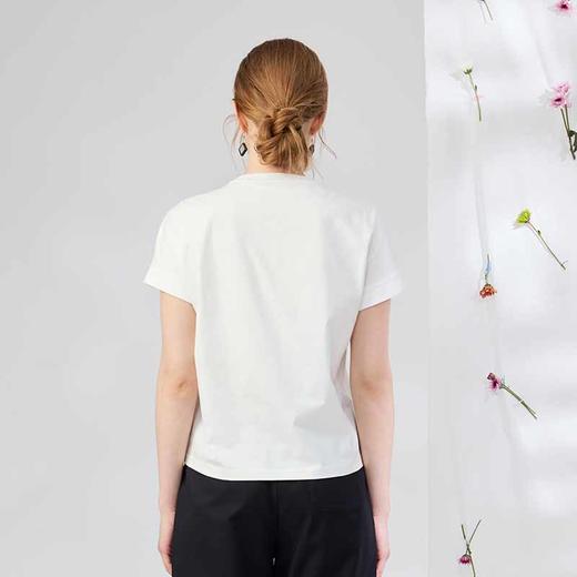 VIVIAN LIU V2537306 夏季新款圆领前胸拼花边宽松休闲短袖T恤 商品图1