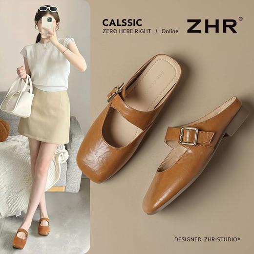 ZHR则则方头穆勒拖鞋2025夏季新款玛丽珍包头拖后跟懒人单鞋外出 商品图1