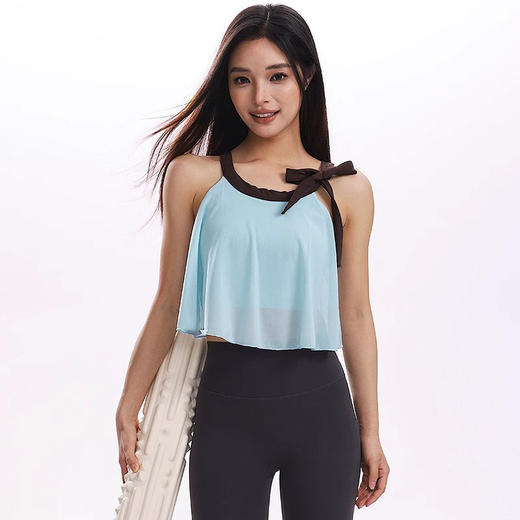 跃牌【禅语梵心】云感网纱瑜伽服背心女固定胸垫健身上衣防震跑步速干运动文胸WX3224 商品图0