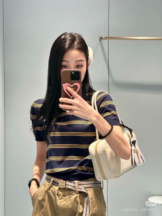 68-4 独家圆正 miu夏季的羊绒 温润舒爽 条纹针织polo衫 我穿42合身44宽松 商品图1