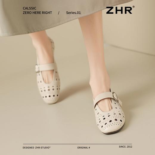 ZHR则则真皮复古镂空平底玛丽珍鞋女鞋2025新款时尚百搭洞洞单鞋 商品图4