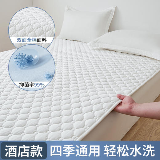 自然醒酒店双面全棉抗菌床褥软垫纯棉薄款床褥子可水洗席梦思防滑保护垫隔脏垫被LN 商品图0