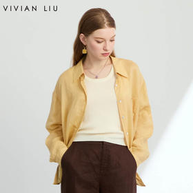 VIVIAN LIU V2533001 夏季女装翻领后背开叉防晒宽松长袖衬衫