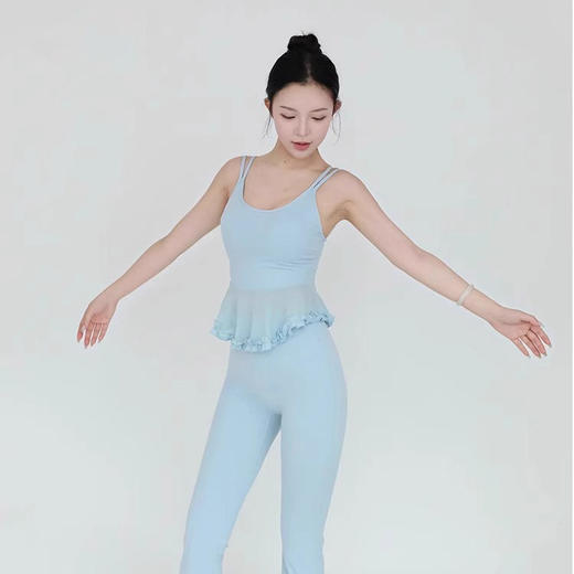 跃牌【禅语梵心】高腰花边显瘦烟管八分裤修身瑜伽裤女提臀跑步运动裤健身裤CK3275 商品图1