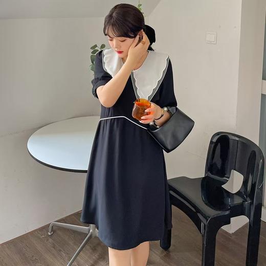 【诗铭洛可】XC2285 连衣裙短款赫本风拼色娃娃领裙子A13-2/B13-2 商品图1