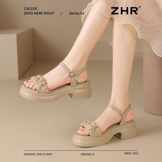 ZHR则则厚底一字带凉鞋2025新款松糕底时装凉鞋法式气质女鞋透气 商品图8