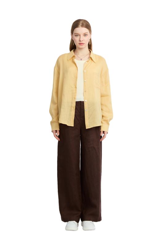 VIVIAN LIU V2533001 夏季女装翻领后背开叉防晒宽松长袖衬衫 商品图5