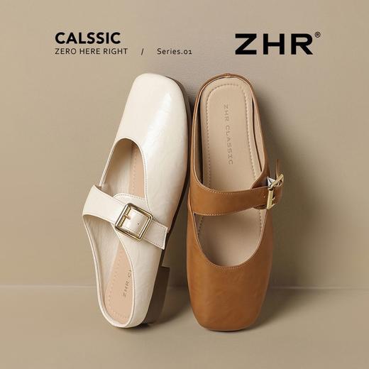 ZHR则则方头穆勒拖鞋2025夏季新款玛丽珍包头拖后跟懒人单鞋外出 商品图2