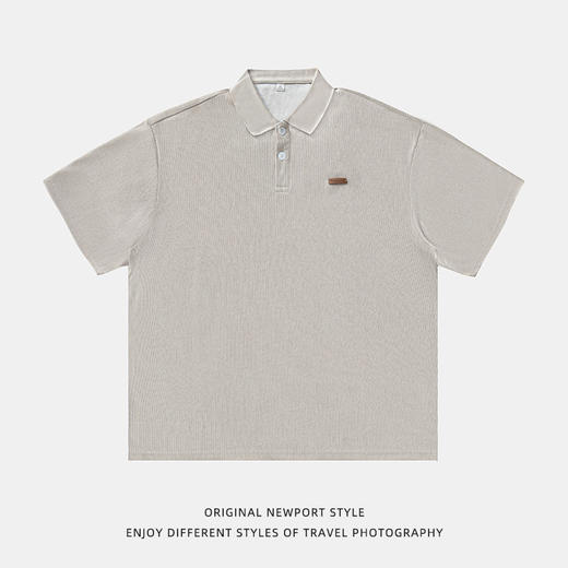 【轻奢老钱质感短袖polo衫】男夏款竖条肌理半袖T恤复古宽松潮牌体恤 商品图4