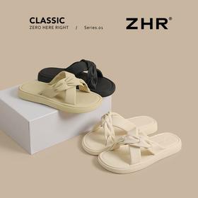 ZHR则则交叉带平底拖鞋2025新款气质百搭休闲法式一字拖外穿女鞋