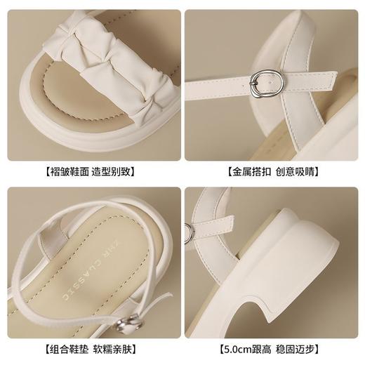 ZHR则则厚底一字带凉鞋2025新款松糕底时装凉鞋法式气质女鞋透气 商品图5