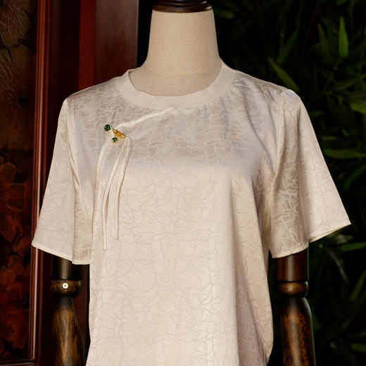 桑蚕丝圆领上衣 商品图0