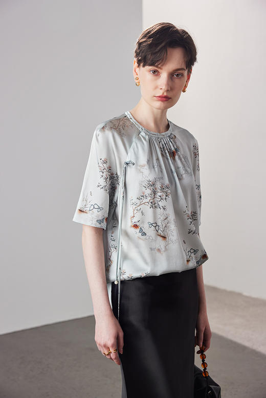 重磅桑蚕丝新中式国风宽松透气缎面真丝上衣 商品图8