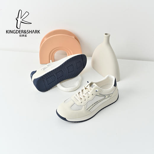 经典鲨2025年夏季新品男士平底一脚蹬薄款网状透气休闲跑步鞋阿甘鞋KW74-526051 商品图2