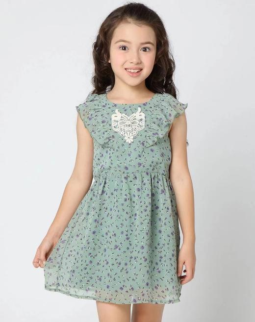 【选2件15元-NO退】青绿碎花连衣裙-微脏-喜出 商品图0