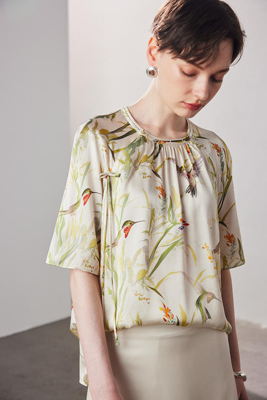 重磅桑蚕丝新中式国风宽松透气缎面真丝上衣 商品图4