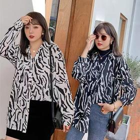 【诗铭洛可】W320衬衫斑马宽松显瘦长袖衫B3-1