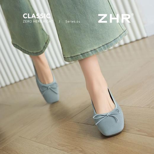 ZHR则则马卡龙浅口单鞋芭蕾风粗跟一脚蹬2025新款法式玛丽珍女鞋 商品图3