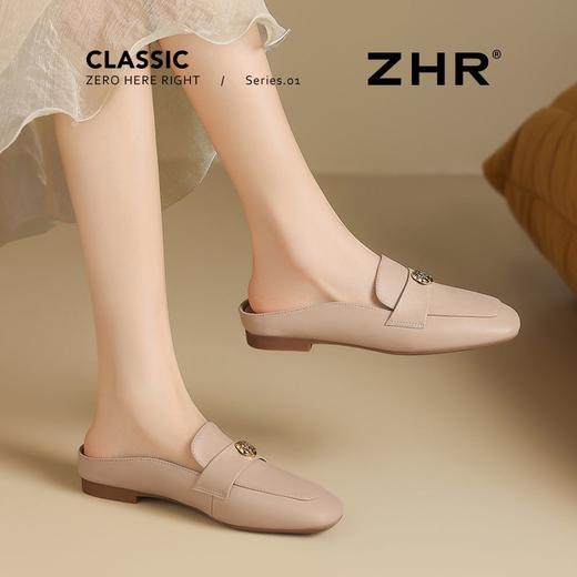 ZHR则则方头山茶花穆勒拖鞋女鞋2025新款优雅山茶花舒适透气单鞋 商品图8