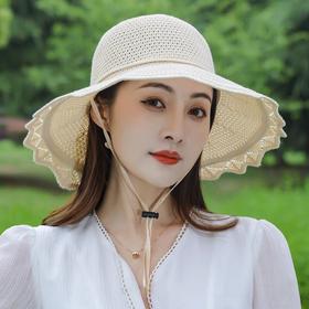 可折叠帽子夏女士韩版防晒遮阳帽太阳帽中老年龄大檐沙滩渔夫凉帽