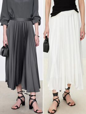 【高品质私服】【CC流光缎面扇形不规则百褶裙】柔和靓丽 视觉上倍感高级G0836-CC【无标出货 介意慎拍】