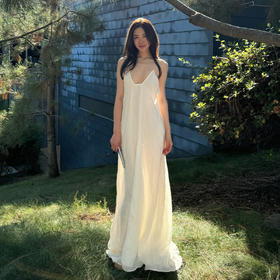 ROMI STUDIO“气质优雅”90%亚麻极简白轻薄吊带连衣裙 RWCSLD2690【发货时间：25-30天】