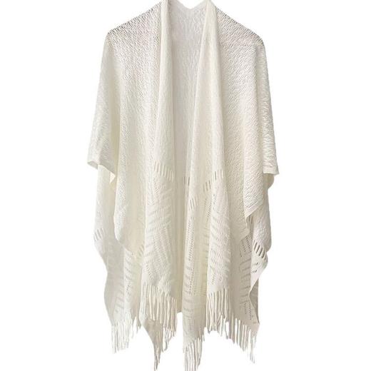 TZW-2025经典薄款披肩女镂空流苏斗篷 商品图4