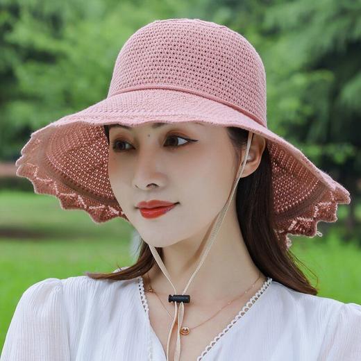 可折叠帽子夏女士韩版防晒遮阳帽太阳帽中老年龄大檐沙滩渔夫凉帽 商品图3