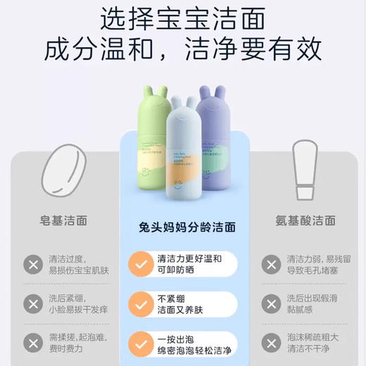 兔头妈妈 云感儿童洁面泡泡3-12岁90ml【宝库优选】【宝库优选】 商品图5