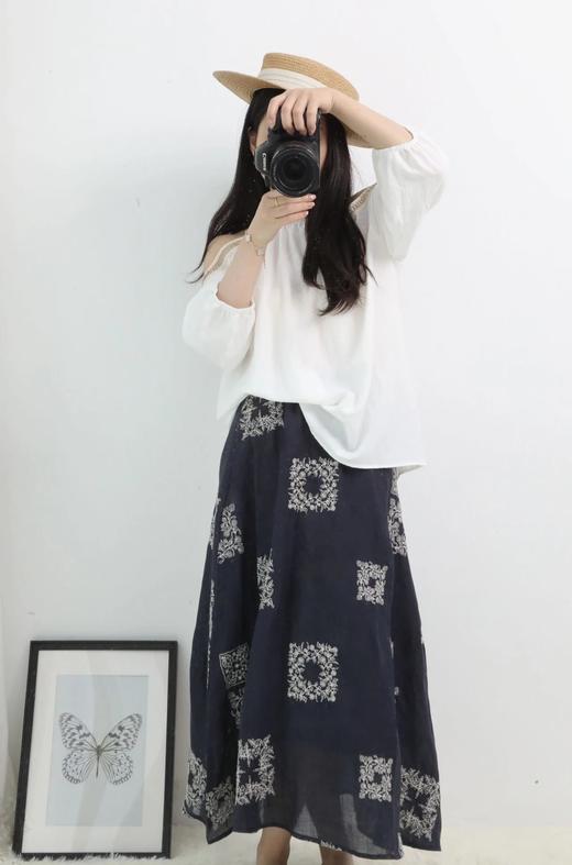 LPIUTY品牌直发！苎麻刺绣半身裙 C21925133 商品图1