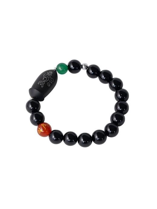 【度母】黑玛瑙绿玛瑙手串项链 紫光檀镶嵌种子字925银配件西藏祝福礼物原创设计国庆狂欢 商品图9