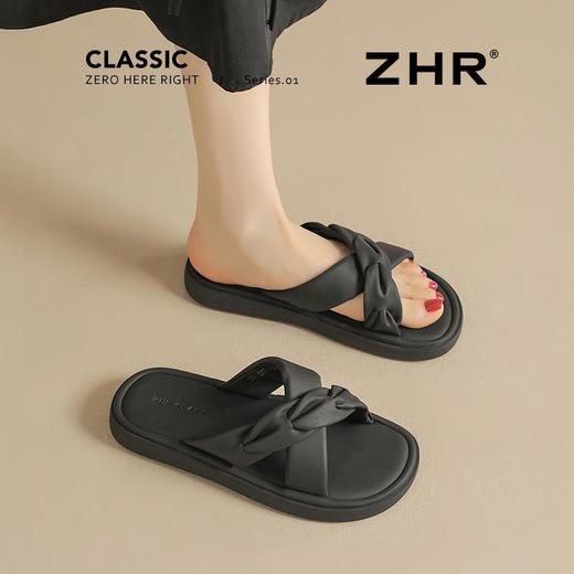 ZHR则则交叉带平底拖鞋2025新款气质百搭休闲法式一字拖外穿女鞋 商品图6