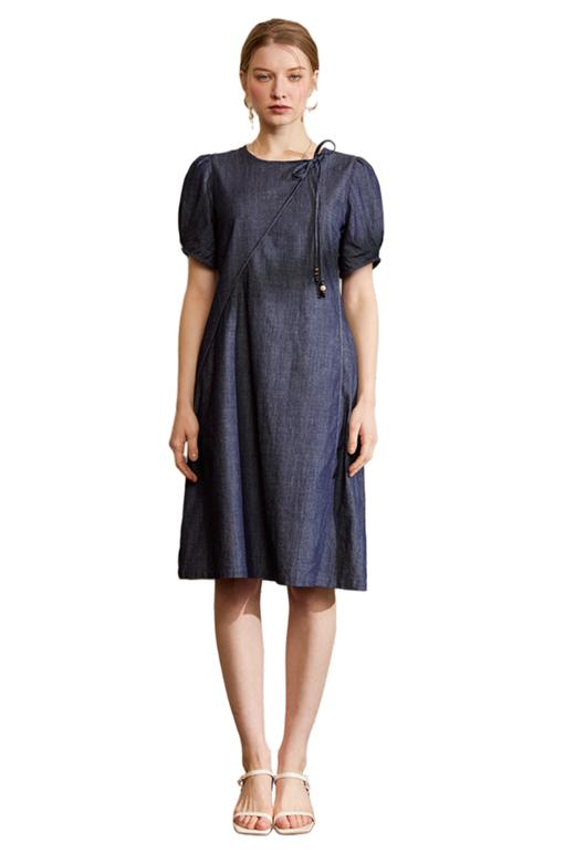 VIVIAN LIU V2534108 夏季新款时尚圆领系带泡泡短袖修身连衣裙 商品图5