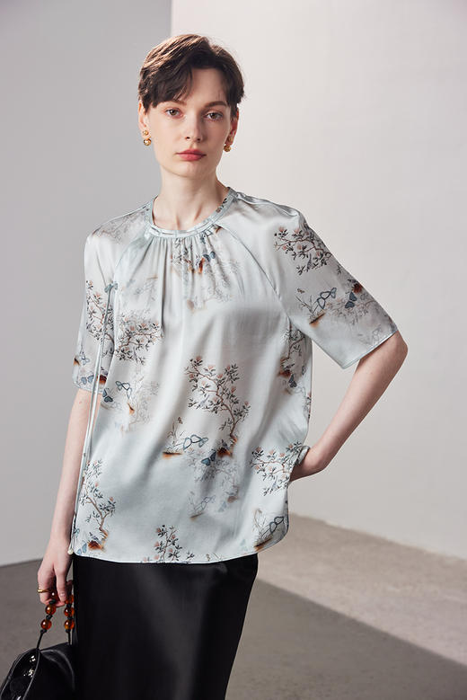 重磅桑蚕丝新中式国风宽松透气缎面真丝上衣 商品图10