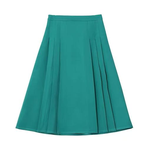双十二福利！【诗铭洛可】W760半裙简约绿色压褶半身裙 商品图2