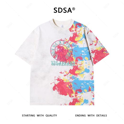 T3819夏季高级感新款男士重工刺绣字母印花短袖T恤满天星设计百搭上衣 商品图1