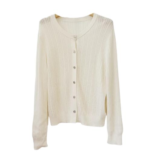 VIVIAN LIU薇薇安刘D2516309圆领金属一排扣长袖短款亮片开衫毛衣 商品图4