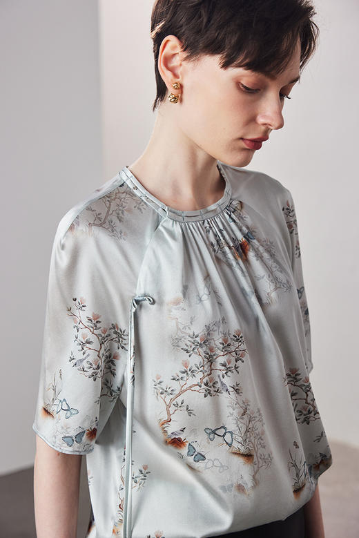 重磅桑蚕丝新中式国风宽松透气缎面真丝上衣 商品图11