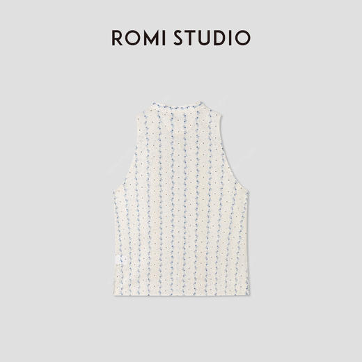 ROMI STUDIO“美式复古”花卉立领印花轻薄无袖衬衣背心 RWCRSY3832【发货时间：25-30天】 商品图1