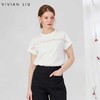 VIVIAN LIU V2537306 夏季新款圆领前胸拼花边宽松休闲短袖T恤 商品缩略图0
