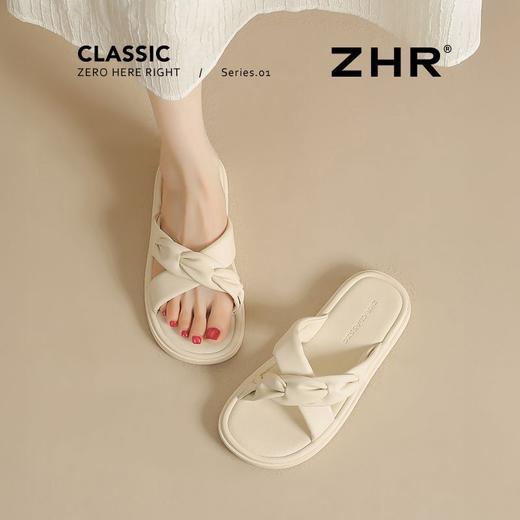 ZHR则则交叉带平底拖鞋2025新款气质百搭休闲法式一字拖外穿女鞋 商品图9
