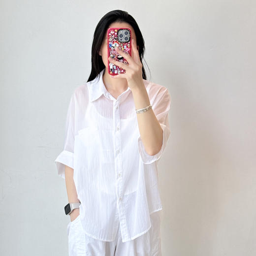轻薄微透衬衫 松弛感宽松简衬衣 商品图1